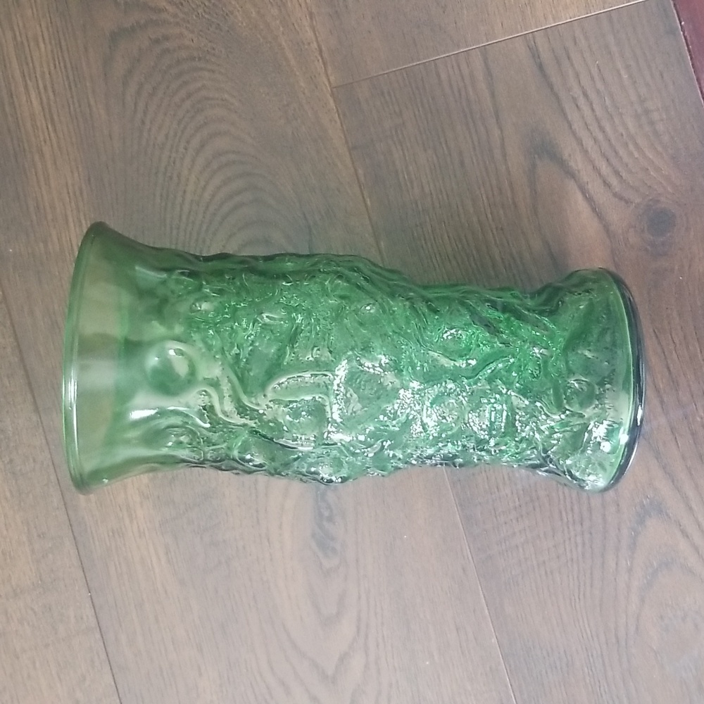 Green glass vase MCM style